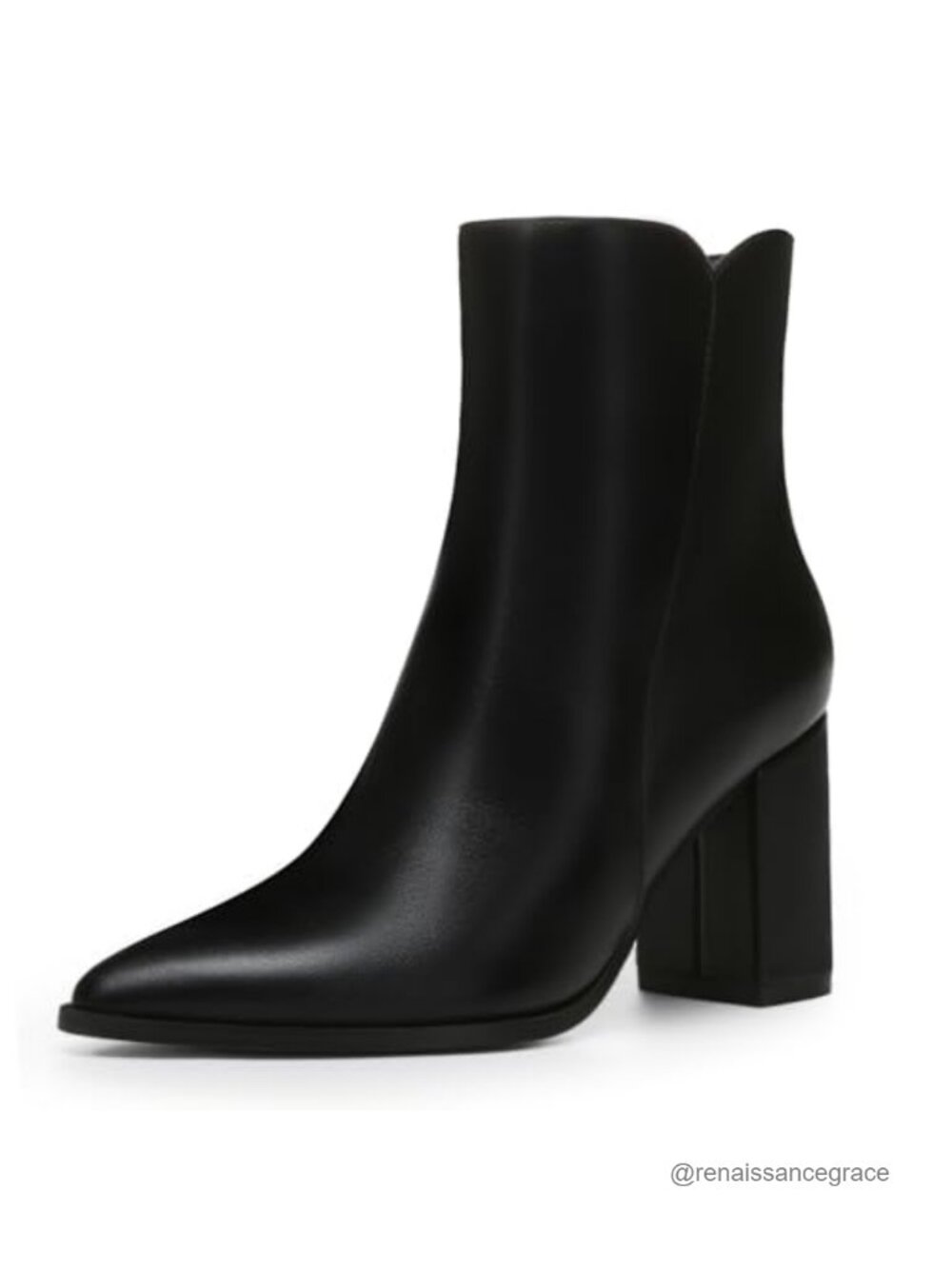 Women's Chunky High Heel Pointed Toe Ankle Booties with Side Zipper